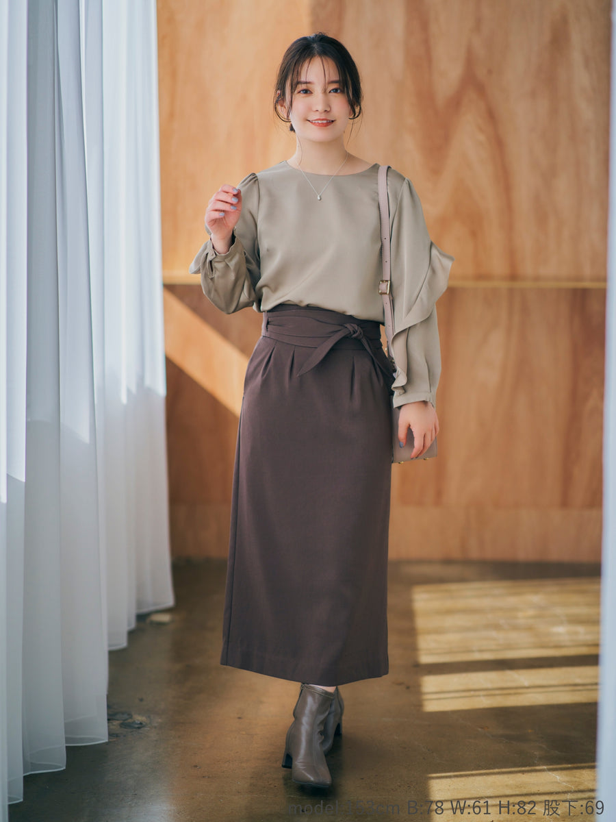 サッシュベルト付きIラインスカート | 小柄向け女性ブランド – COHINA