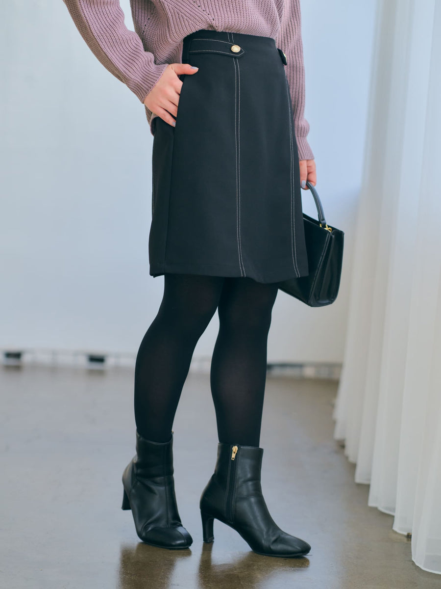 ステッチデザインミニスカート | 小柄・低身長女性向けファッション