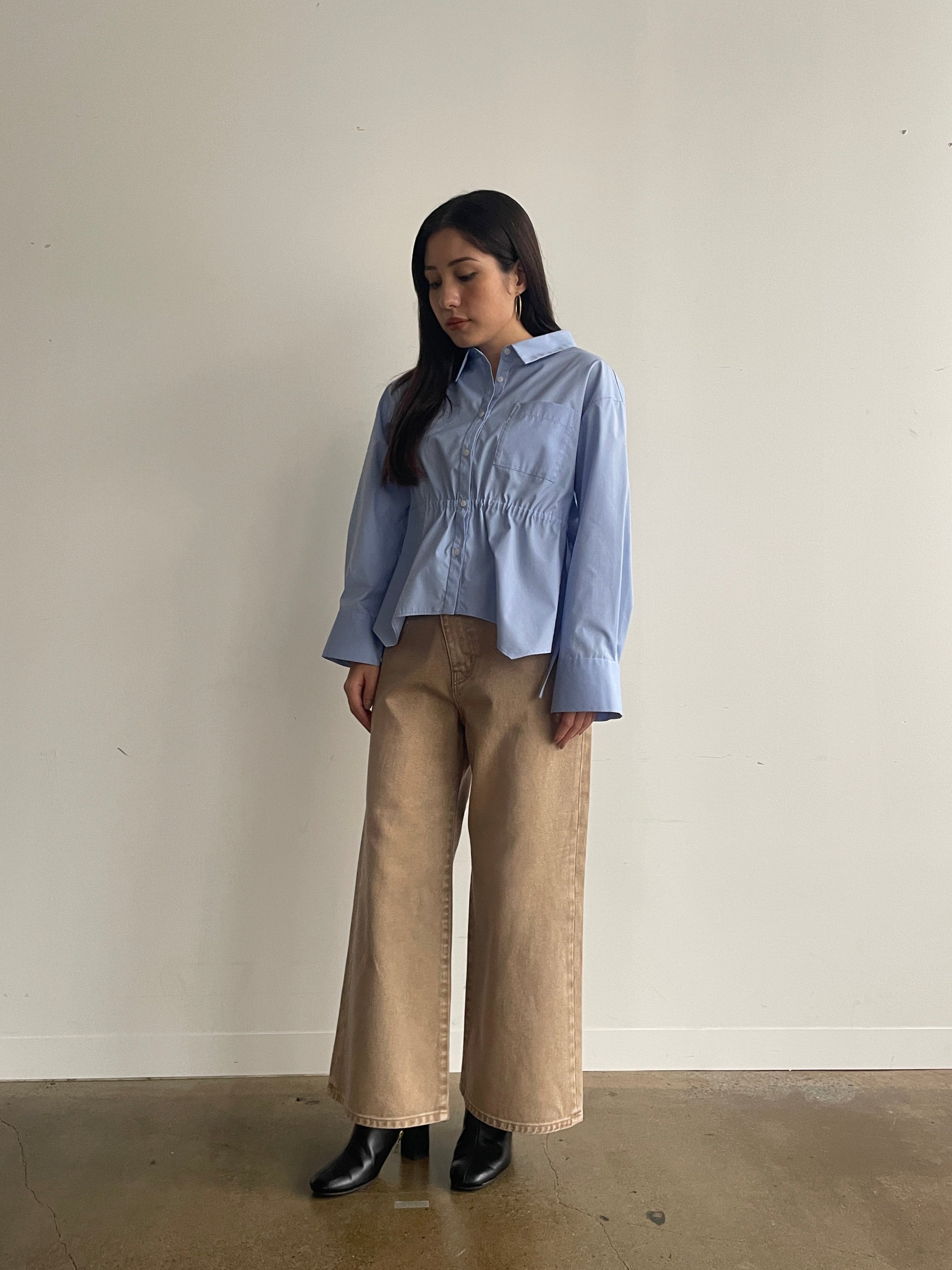 アシメフロントデニム-short & regular | 小柄・低身長女性向け