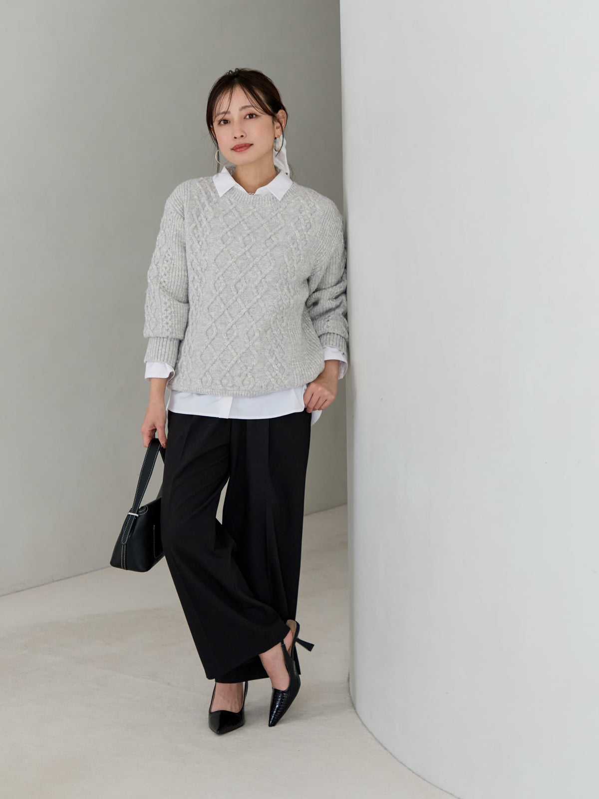 ラメミックスヤーンケーブルニット　[通常]