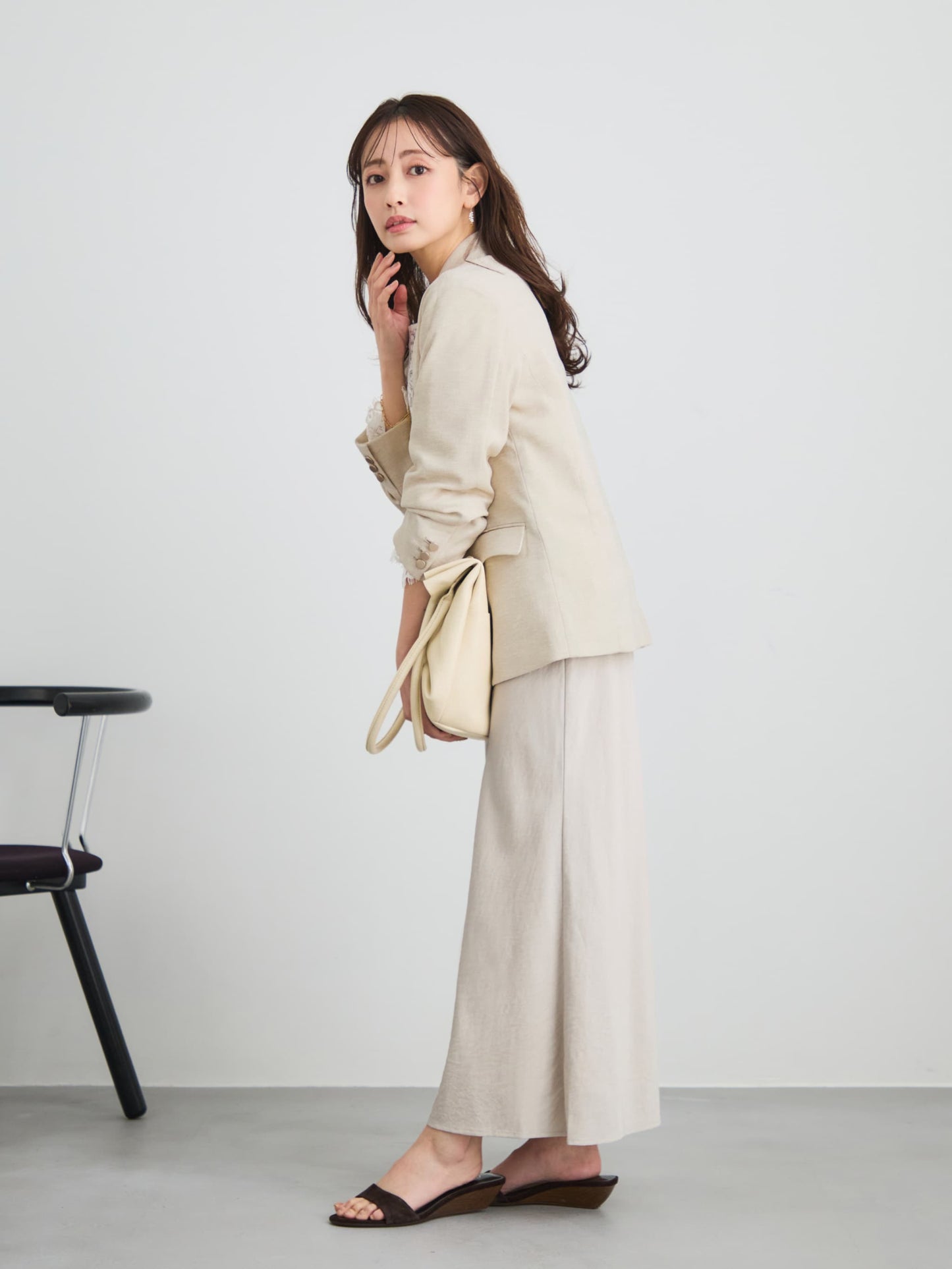 リネンライクゴールドボタンダブルジャケット　[通常]