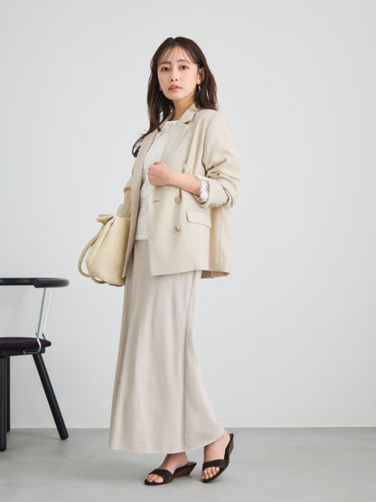 リネンライクゴールドボタンダブルジャケット　[通常]