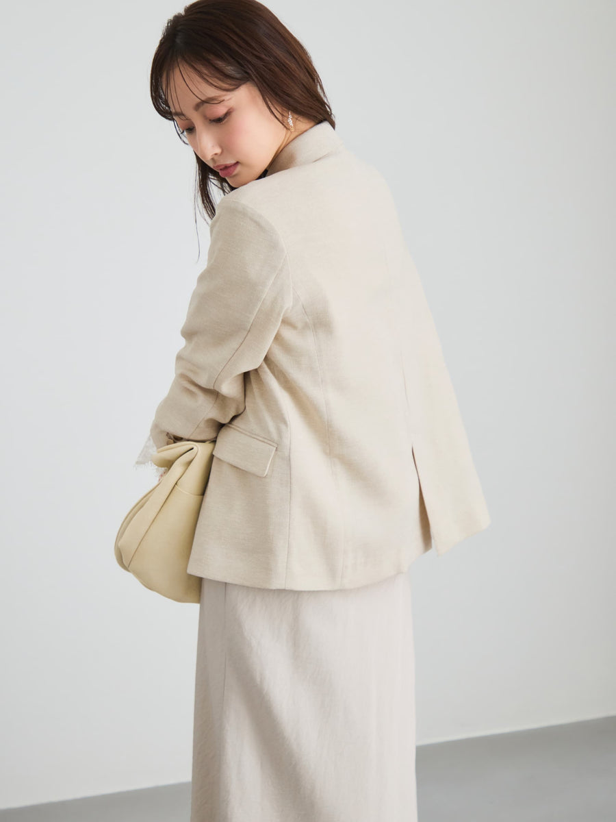 リネンライクゴールドボタンダブルジャケット　[通常]