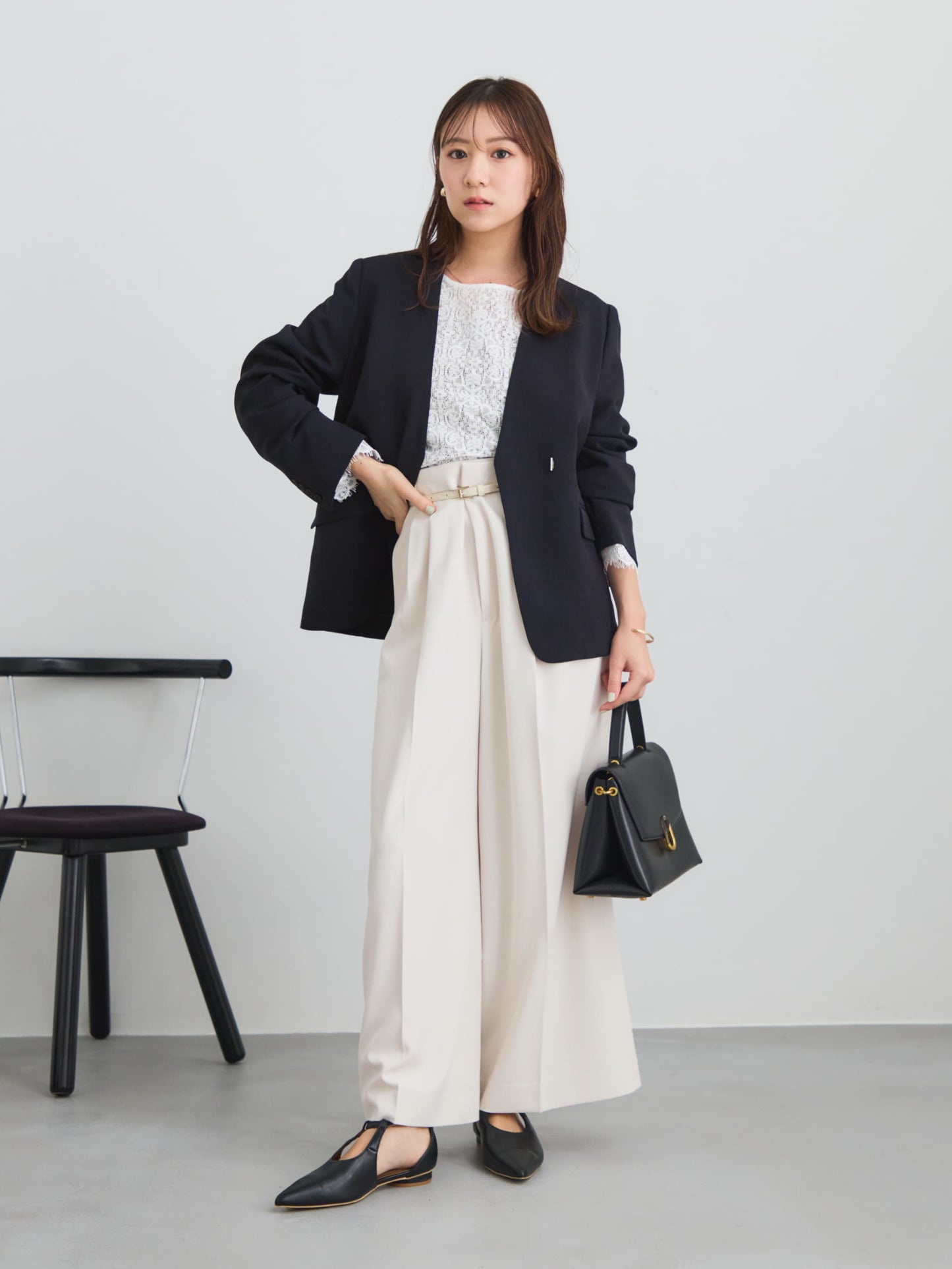 スカラップレーススリーブブラウス　[通常]