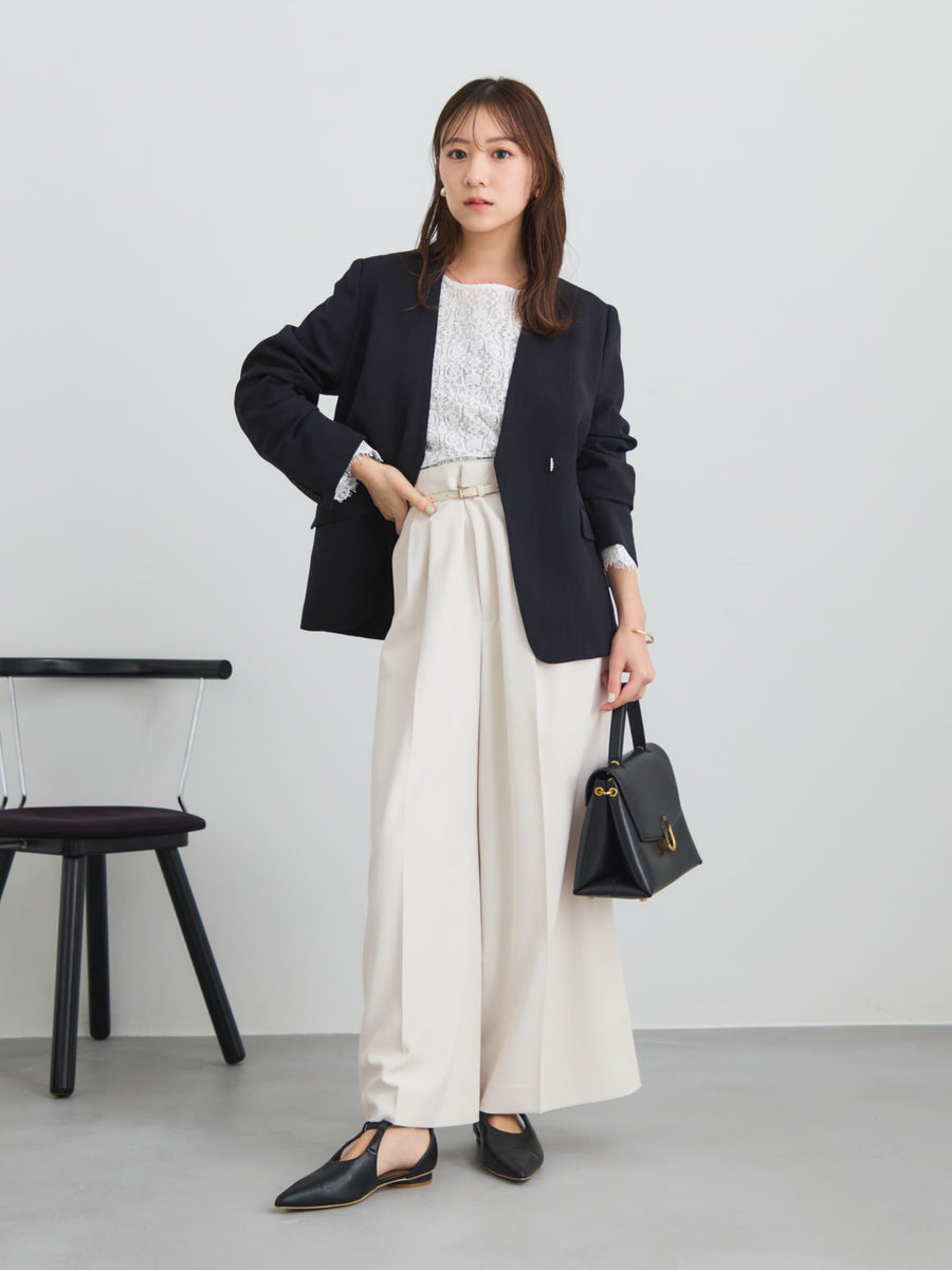 スカラップレーススリーブブラウス　[通常]