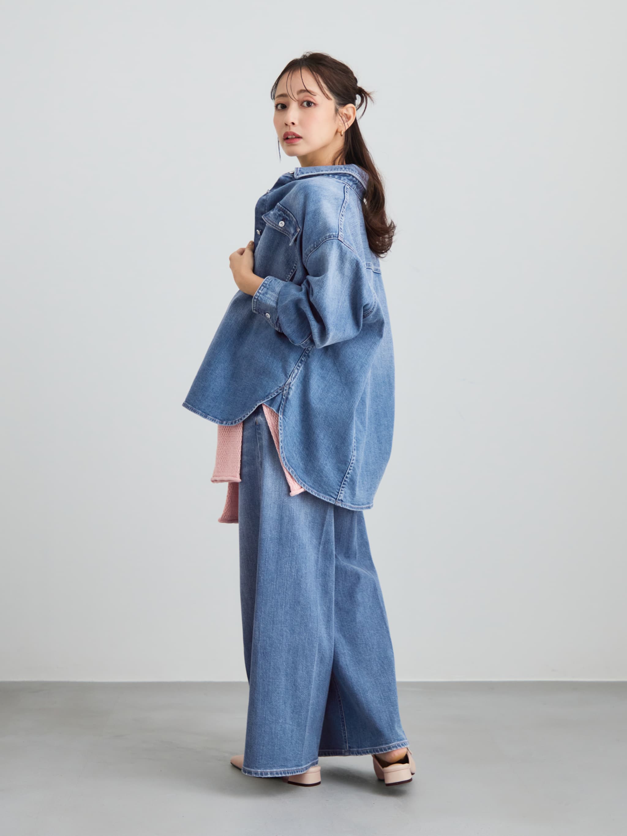 Healthy DENIM×COHINA】LEMON BALM デニムビッグシャツ | 小柄・低身長