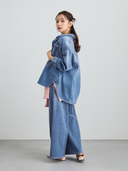 【Healthy DENIM×COHINA】LEMON BALM デニムビッグシャツ　[通常]