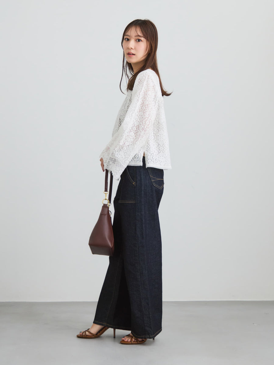 スカラップレーススリーブブラウス　[通常]