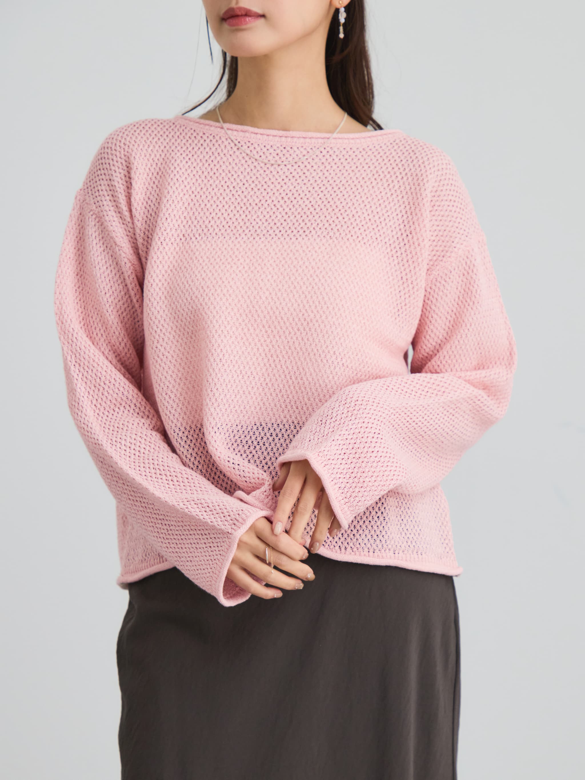 ハグオーワー⭐︎ ペーパーヤーンメッシュニット新品 ペーパーヤーンメッシュニット | 小柄・低身長女性向けファッション
