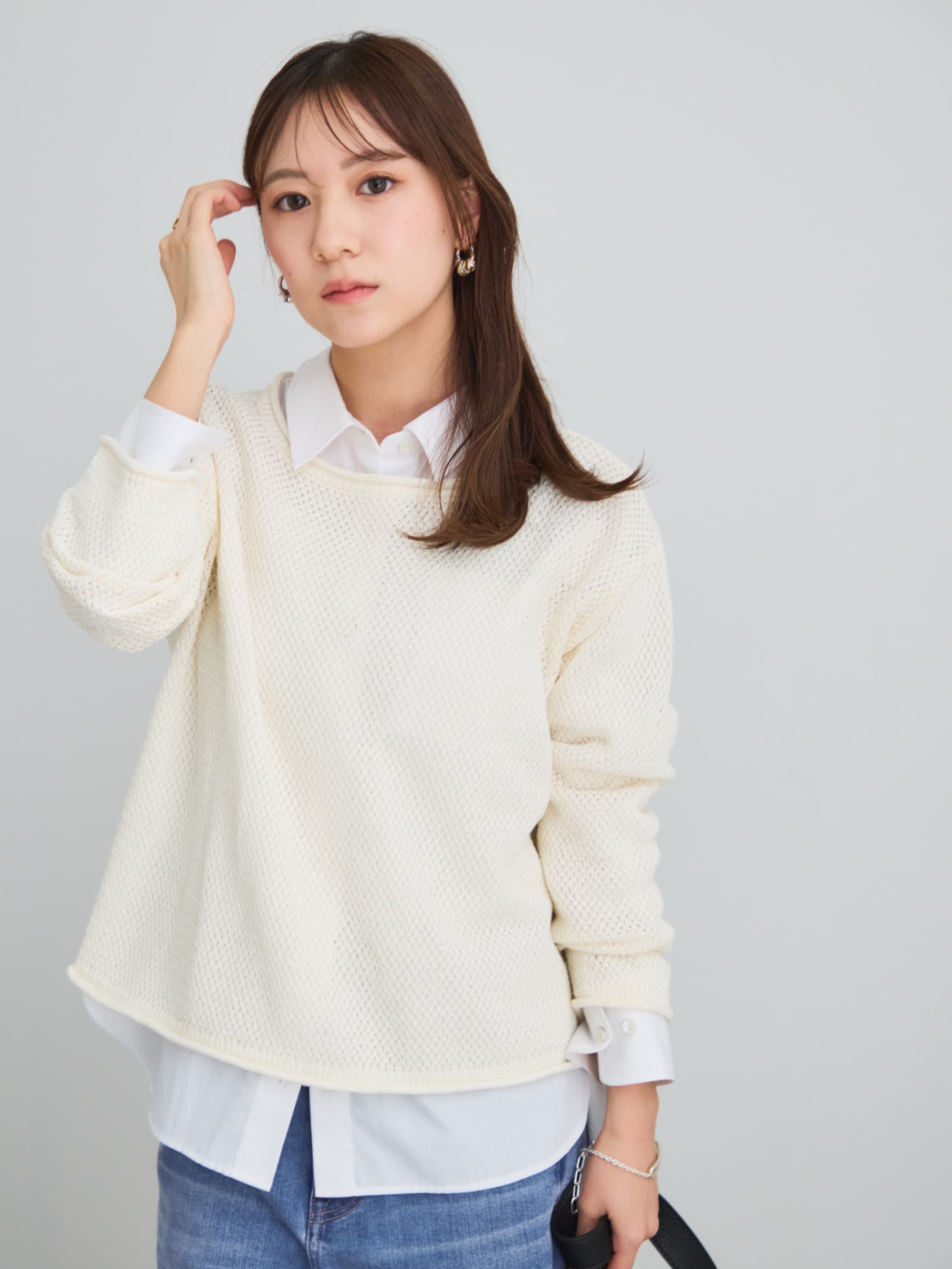ペーパーヤーンメッシュニット | 小柄・低身長女性向けファッション