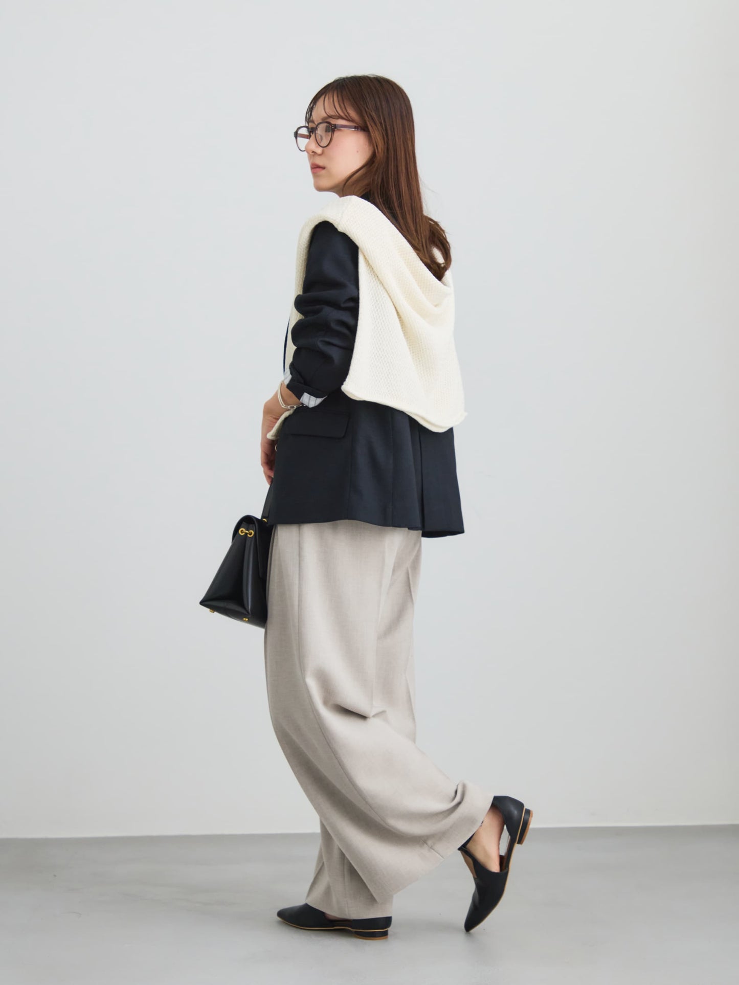 リネンライクゴールドボタンダブルジャケット　[通常]