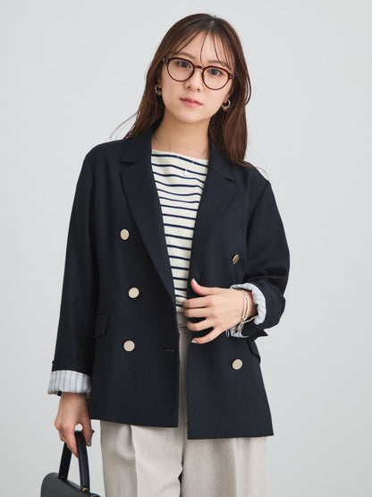 リネンライクゴールドボタンダブルジャケット　[通常]