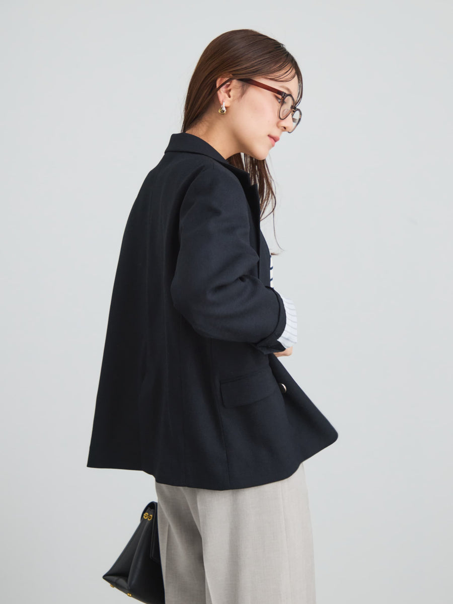 リネンライクゴールドボタンダブルジャケット　[通常]