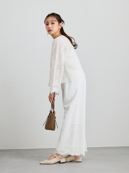 スカラップレーススリーブブラウス　[通常]