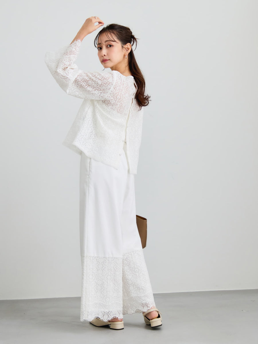 スカラップレースイージーパンツ-short & regular　[通常]