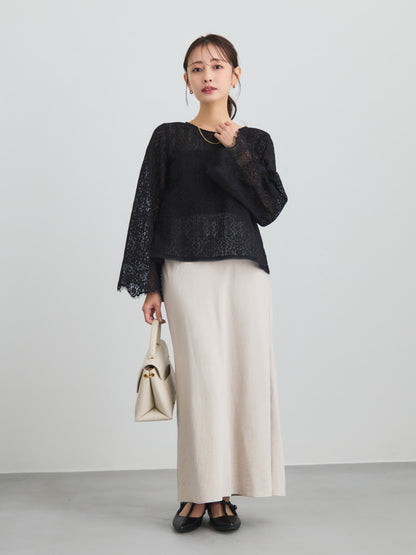 スカラップレーススリーブブラウス　[通常]