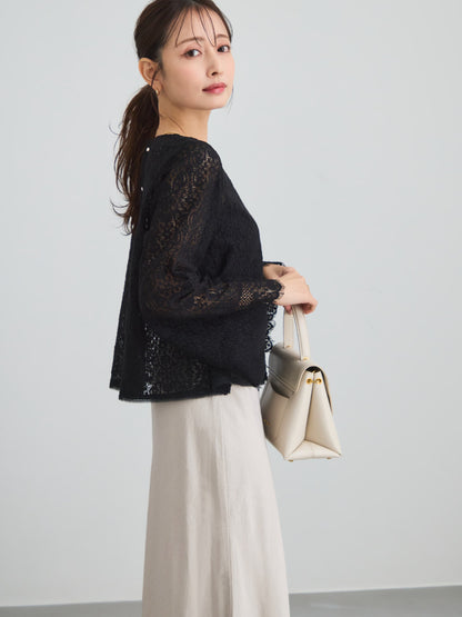 スカラップレーススリーブブラウス　[通常]