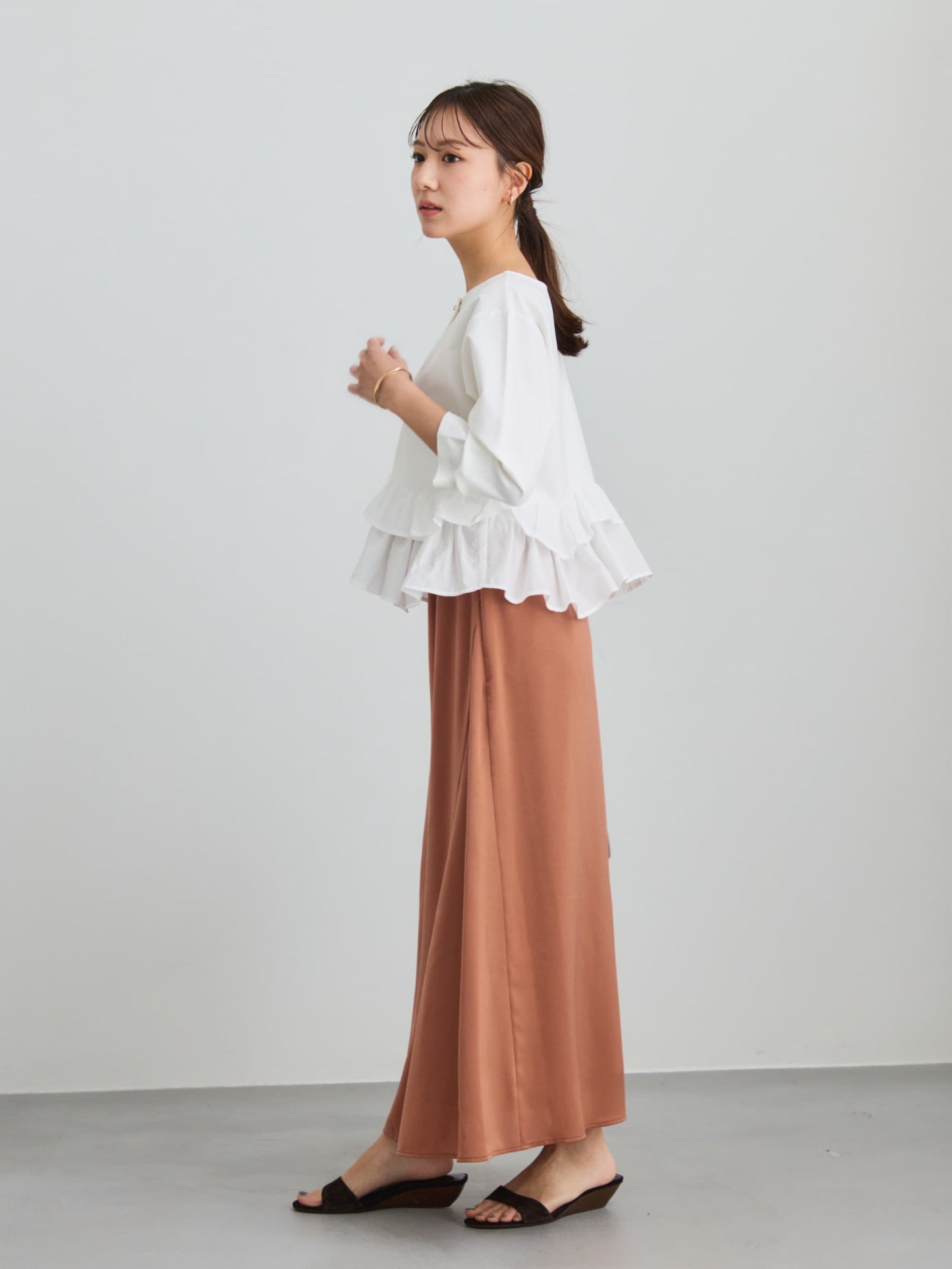 アシメナローサテンスカート-short & regular　[通常]