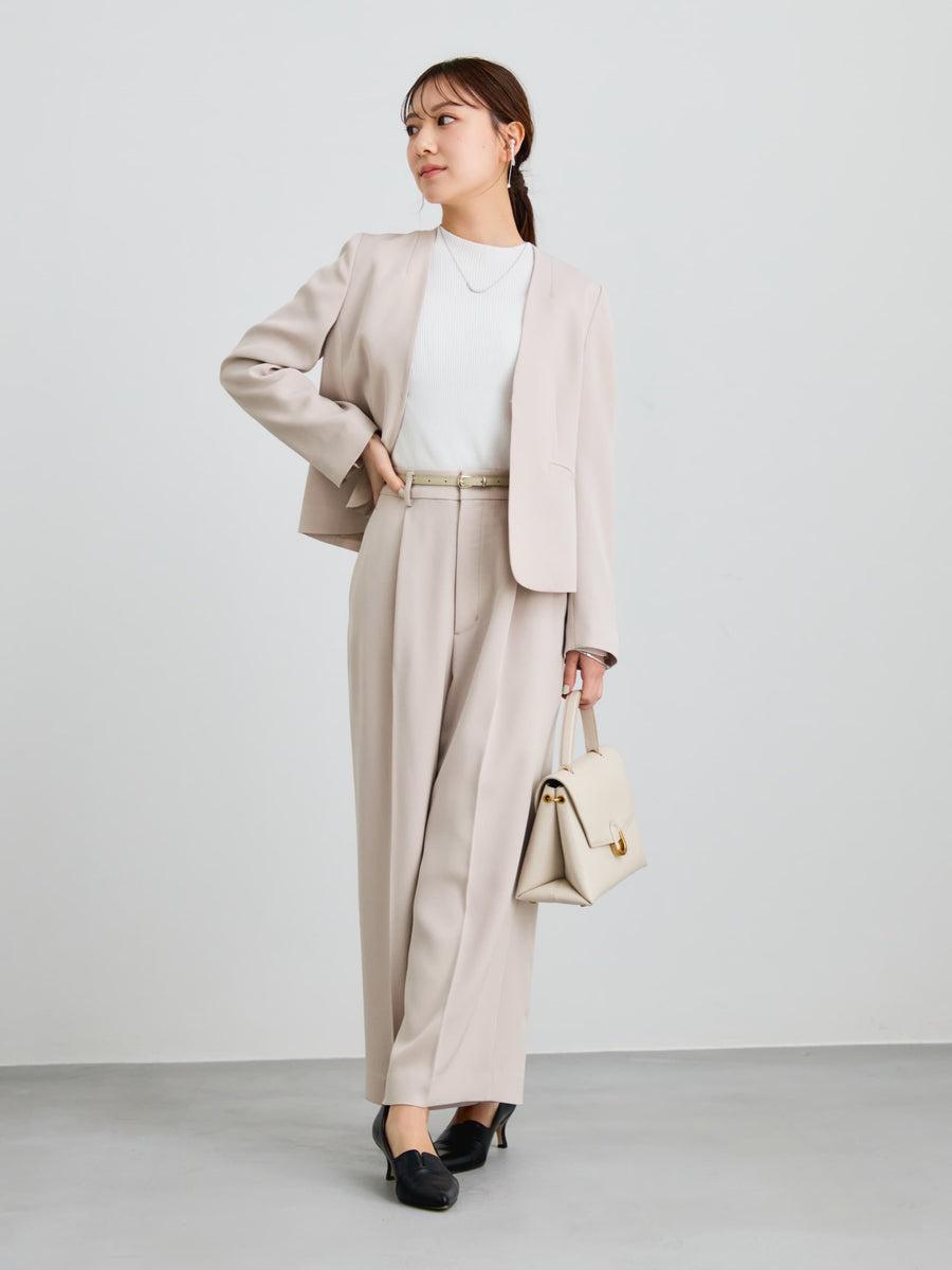 トリアセジョーゼットノーカラージャケット　[通常]