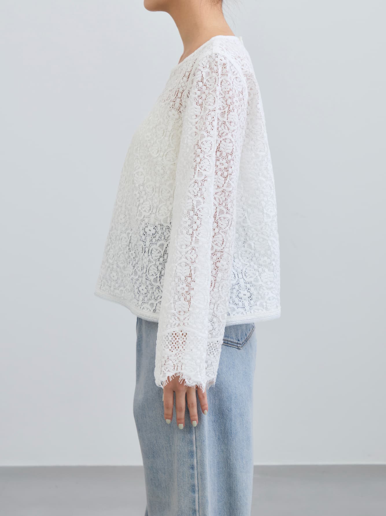 スカラップレーススリーブブラウス　[通常]