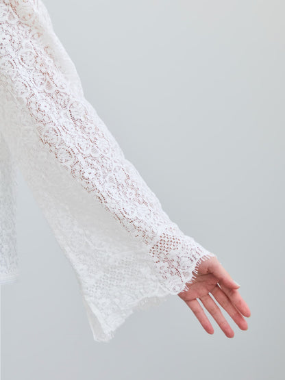 スカラップレーススリーブブラウス　[通常]