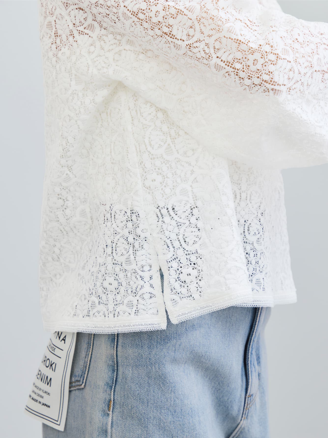 スカラップレーススリーブブラウス　[通常]