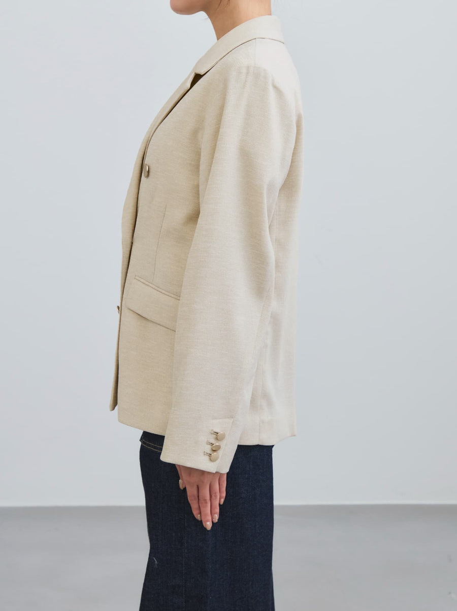 リネンライクゴールドボタンダブルジャケット　[通常]