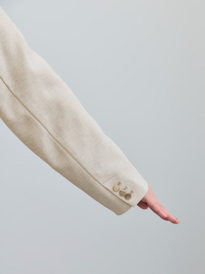 リネンライクゴールドボタンダブルジャケット　[通常]