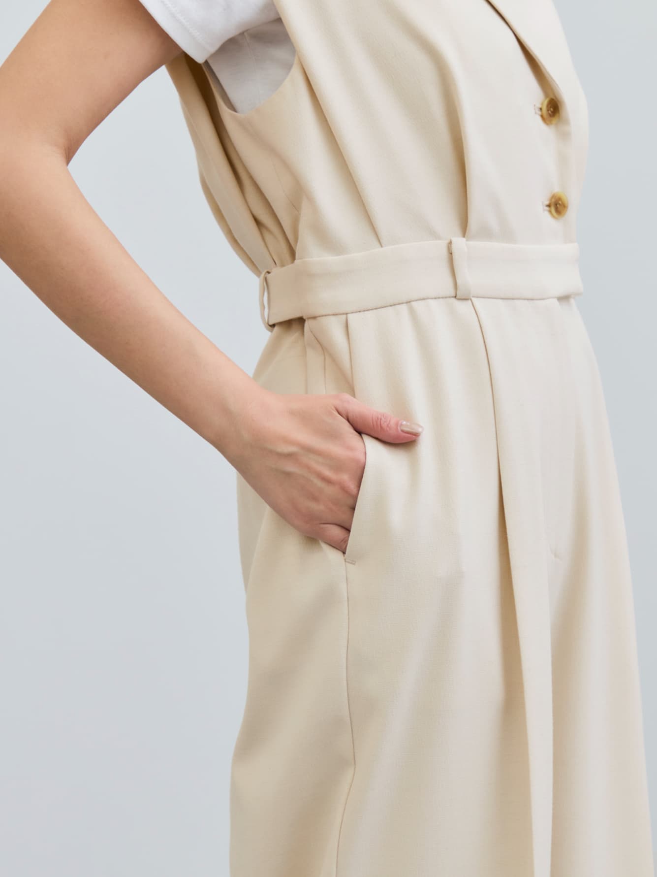 ショルダータックテーラードオールインワン-short & regular　[通常]