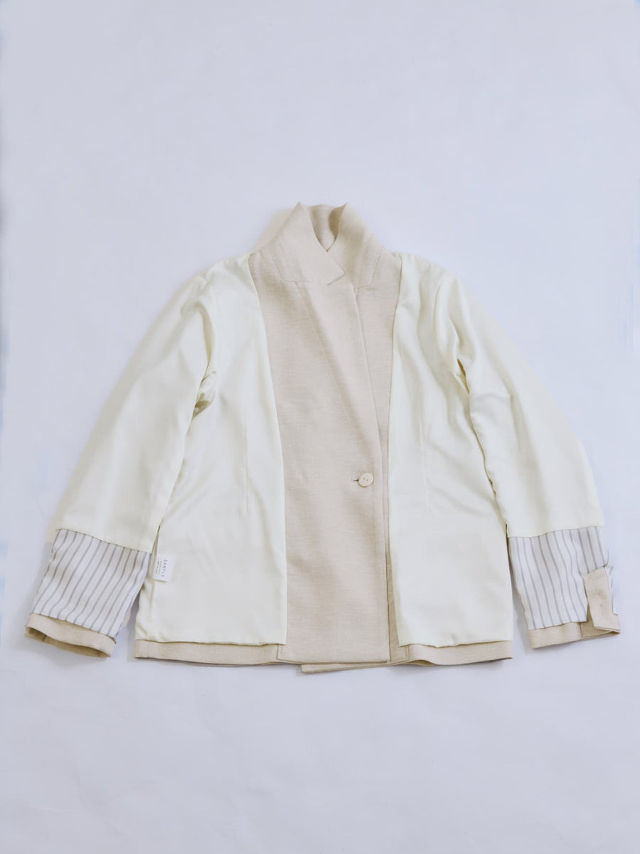 リネンライクゴールドボタンダブルジャケット　[通常]