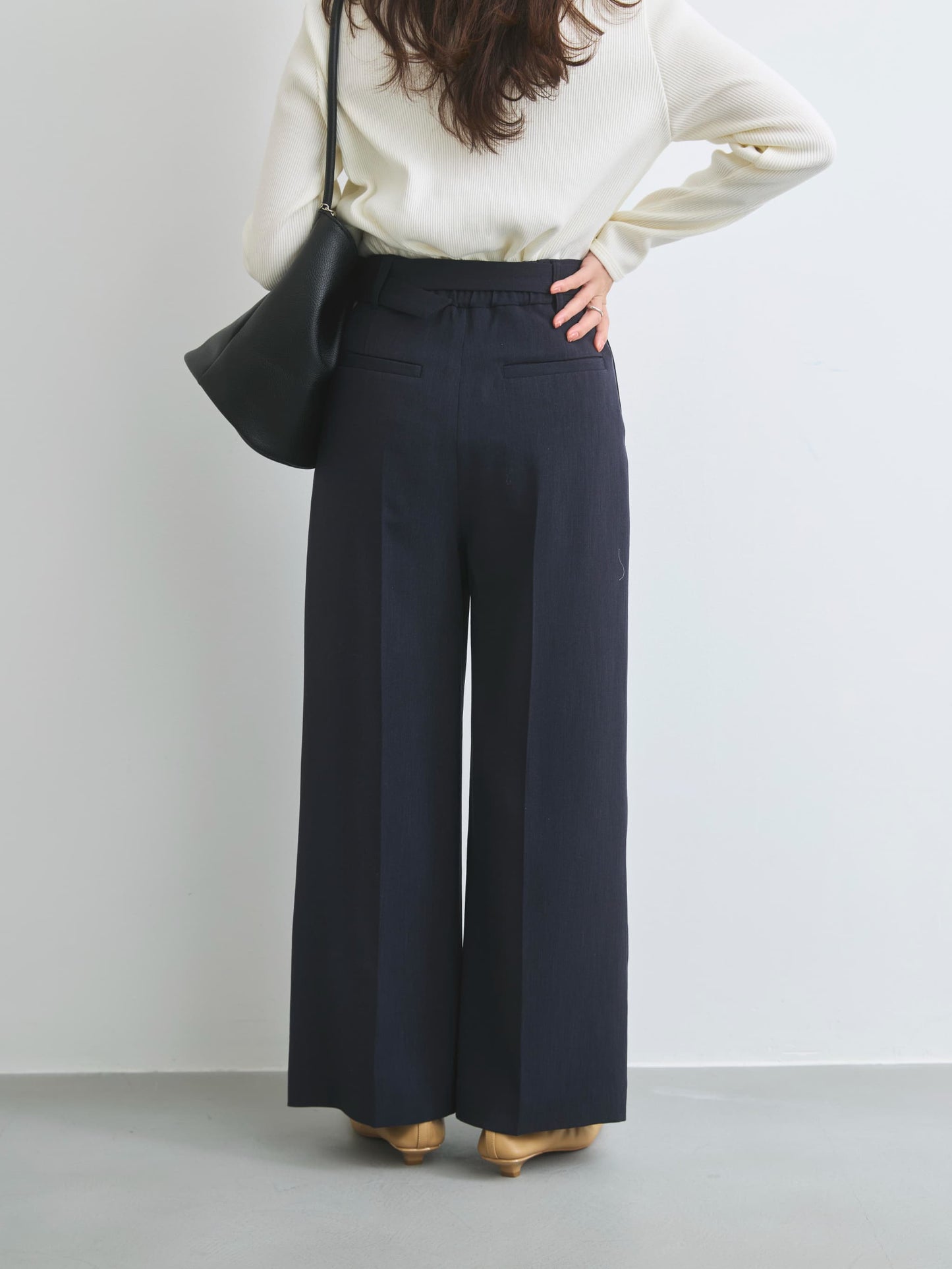 トリアセリネンライクストレートパンツ-short & regular　[通常]