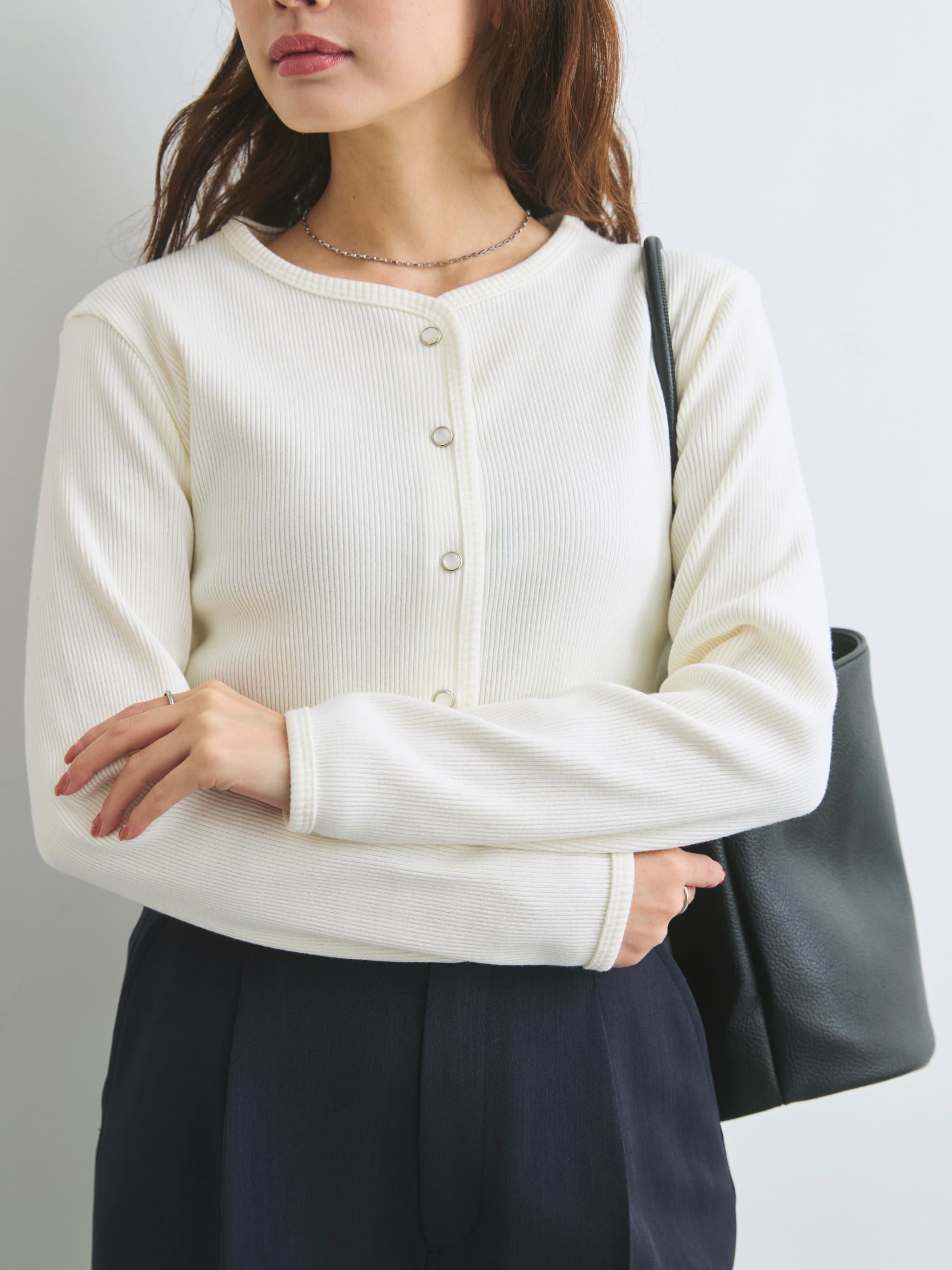 cohina  ルーズニットカーディガン シアーランダムリブカーディガン | 小柄・低身長女性向けファッション
