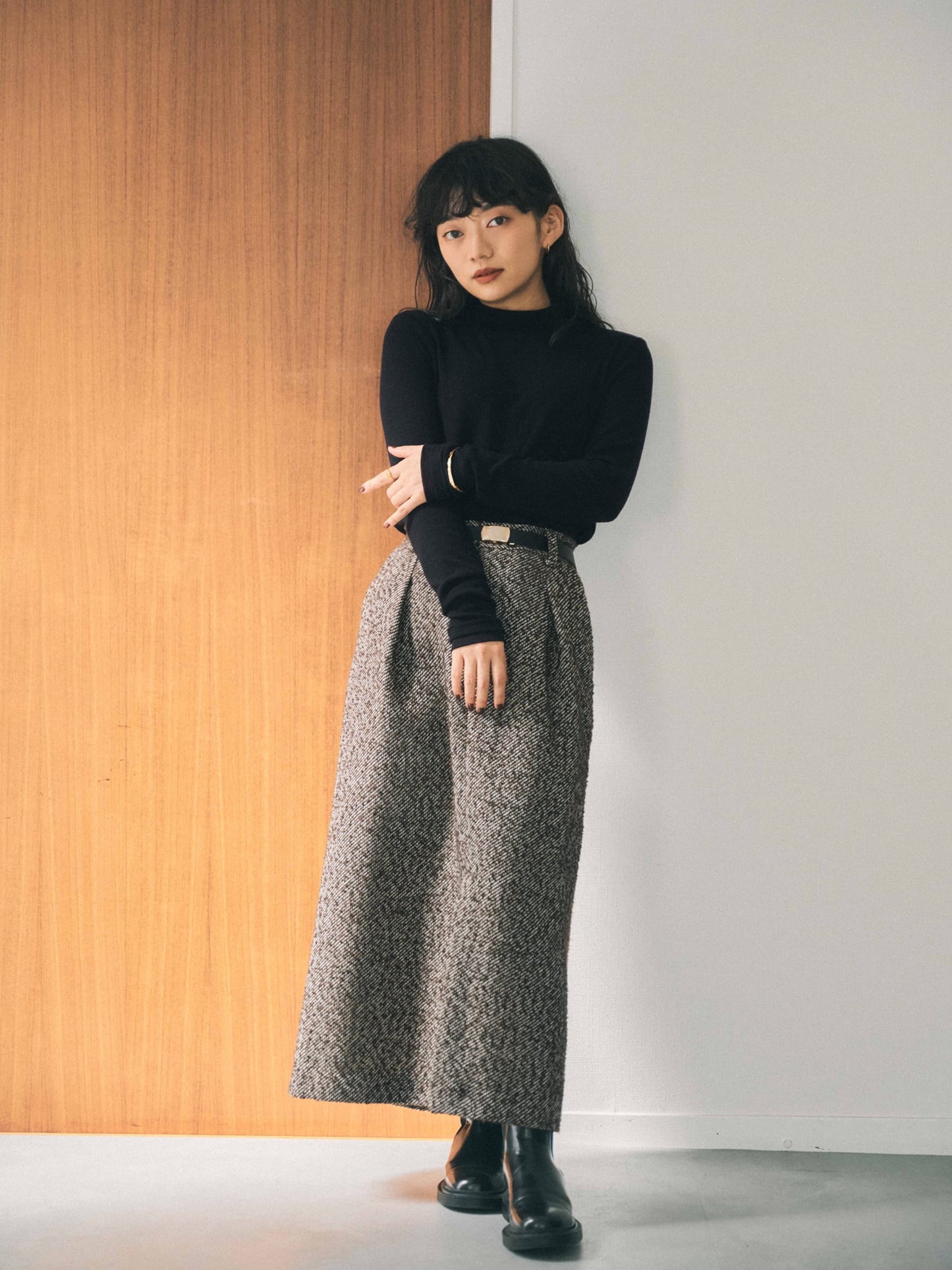 ネップツイードタックスカート　[通常]