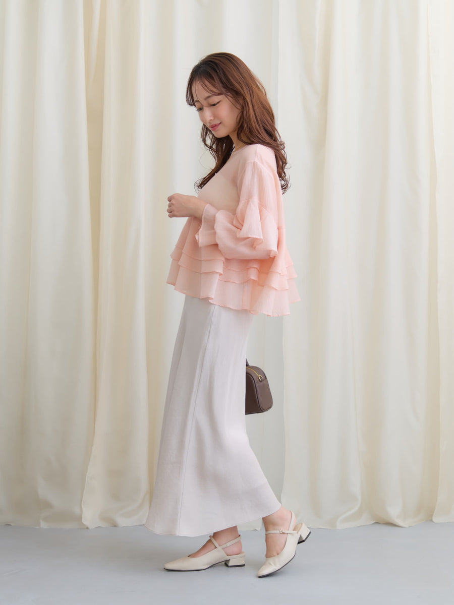 アセテートバックサテンナロースカート-short & regular　[通常]