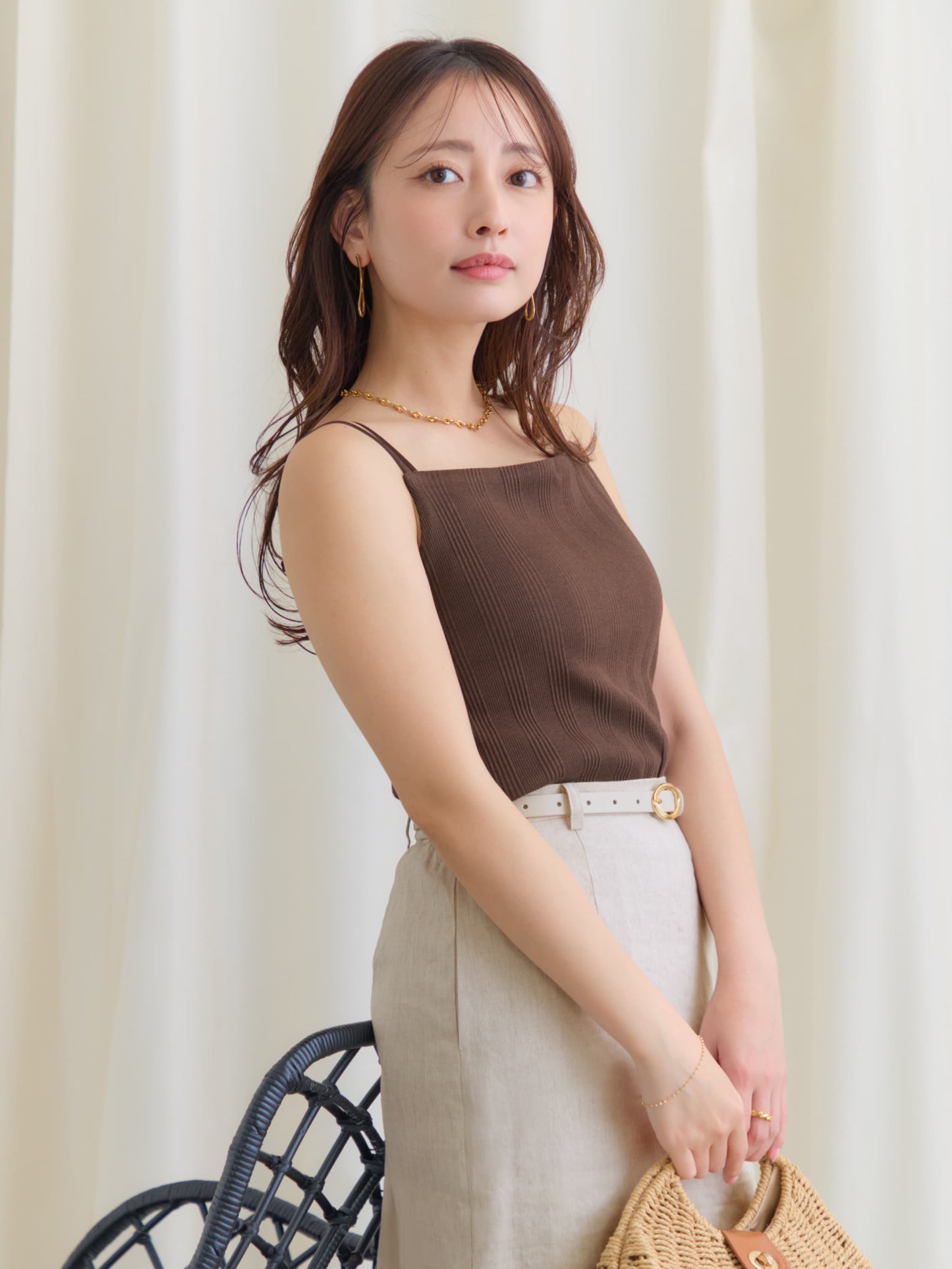 カップ付きバッククロスキャミソール　[通常]