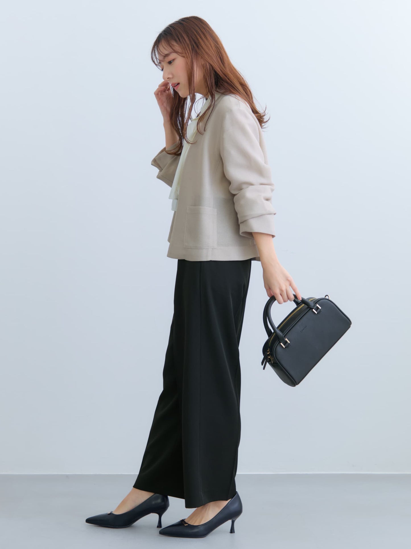 とろみワンタックストレートパンツ-short & regular　[通常]