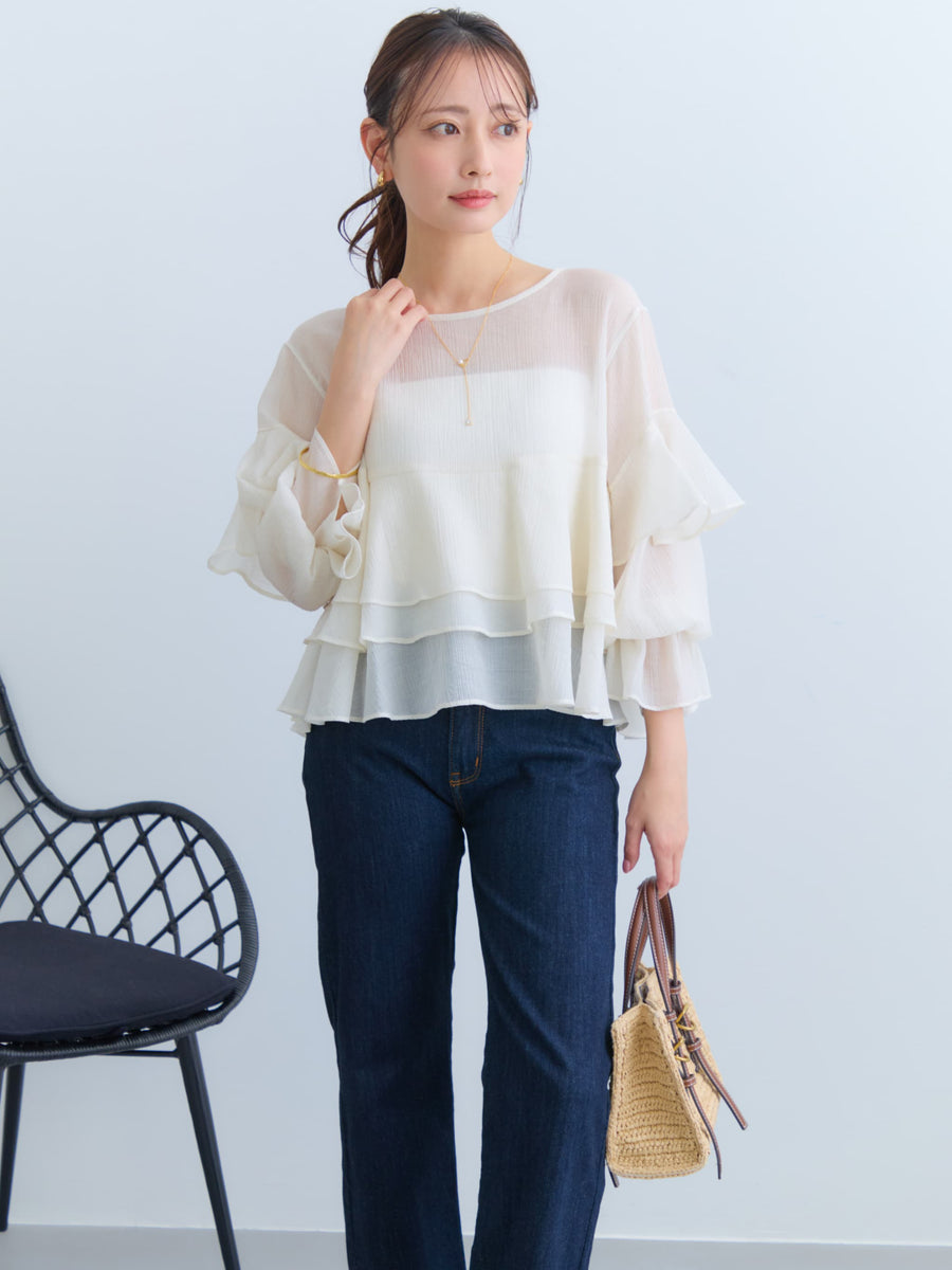 ナチュラルシアーティアードブラウス　[通常]