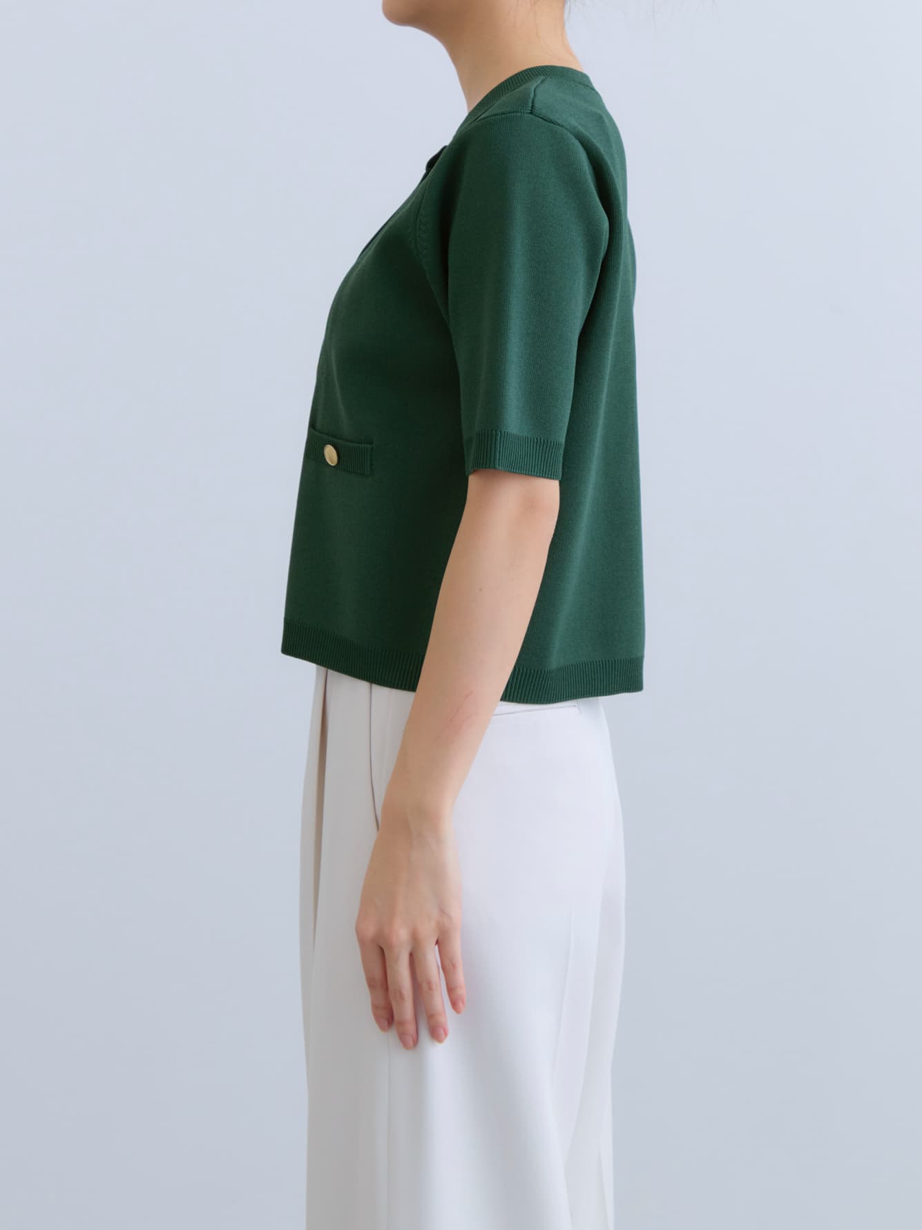 【手洗い可・UVカット】ゴールドボタンハーフスリーブカーディガン　[通常]