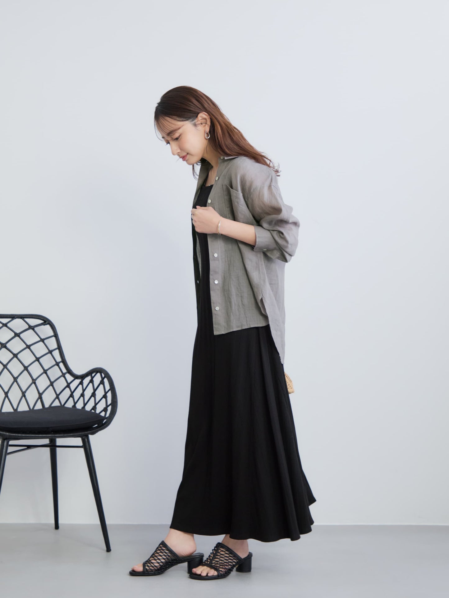 カップ付きスクエアネックワンピース-short & regular　[通常]