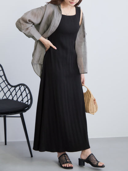 カップ付きスクエアネックワンピース-short & regular　[通常]