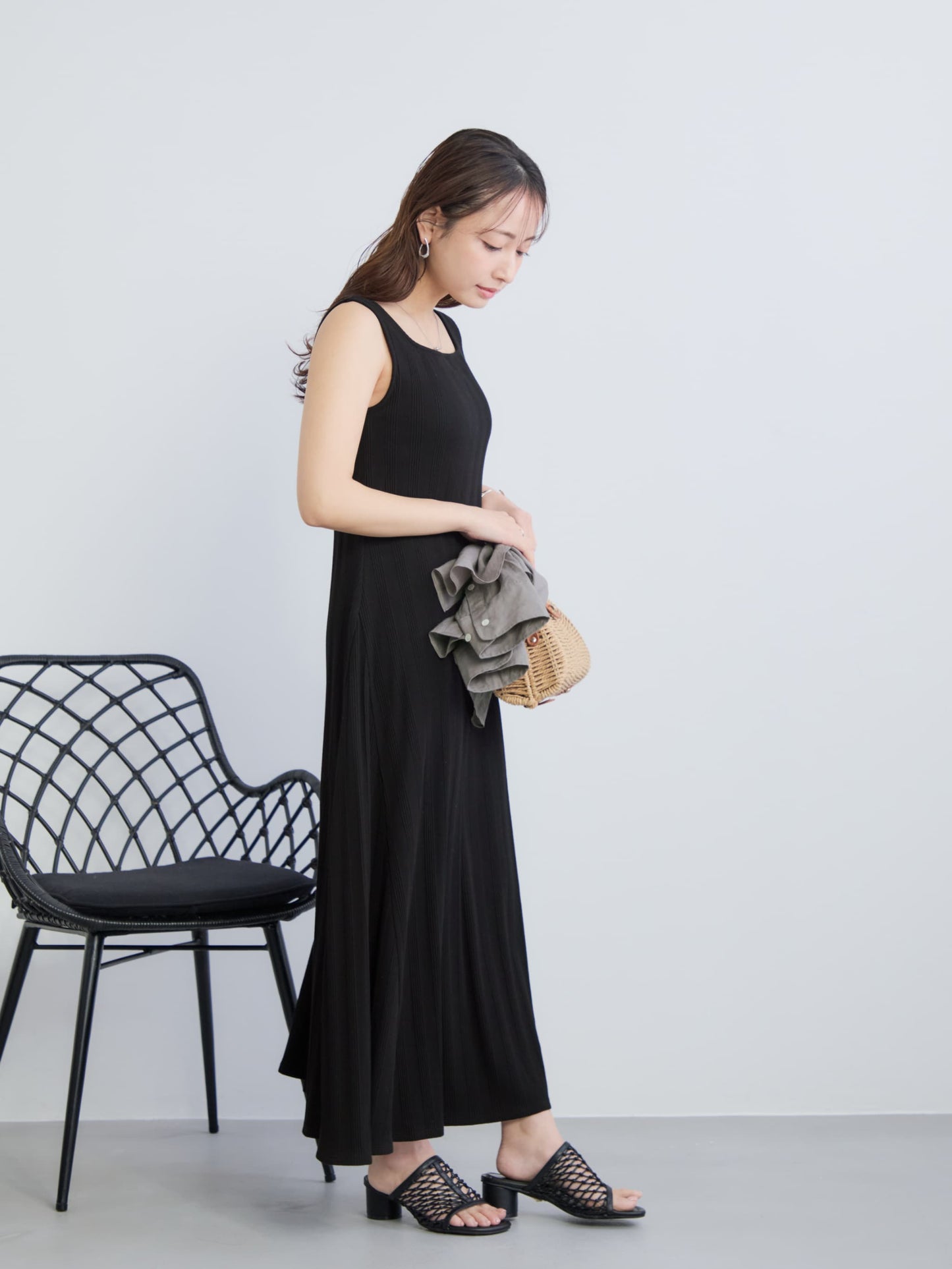 カップ付きスクエアネックワンピース-short & regular　[通常]