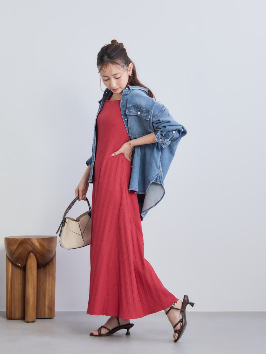 カップ付きスクエアネックワンピース-short & regular　[通常]