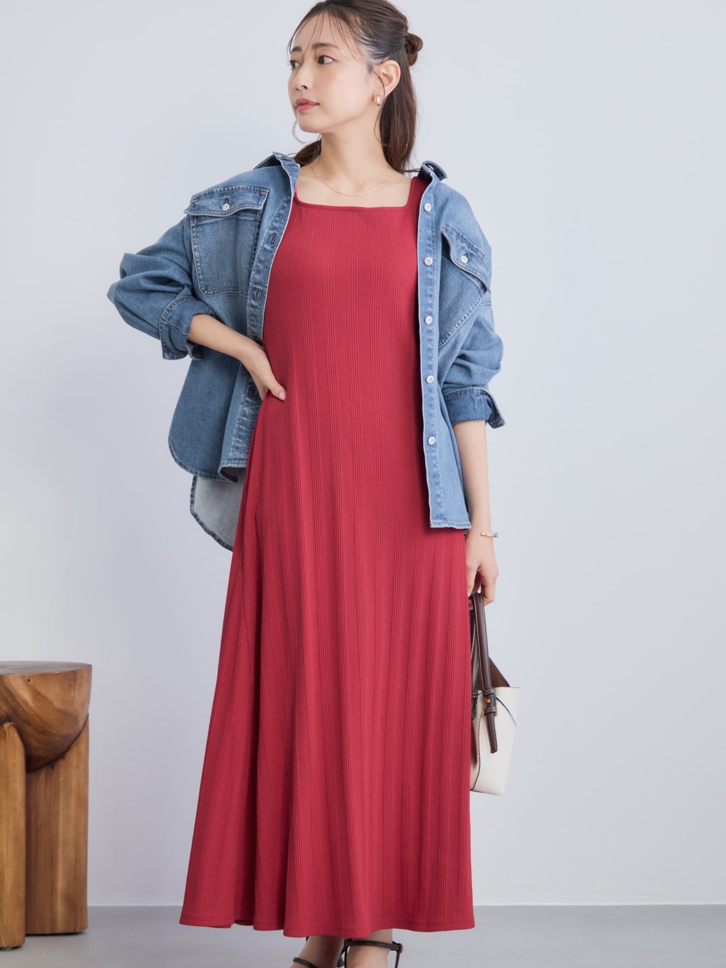 カップ付きスクエアネックワンピース-short & regular　[通常]