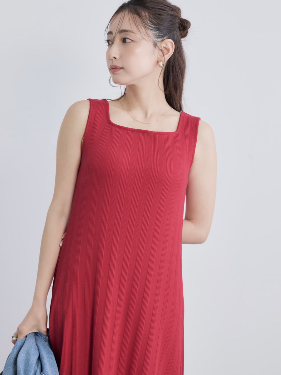 カップ付きスクエアネックワンピース-short & regular　[通常]