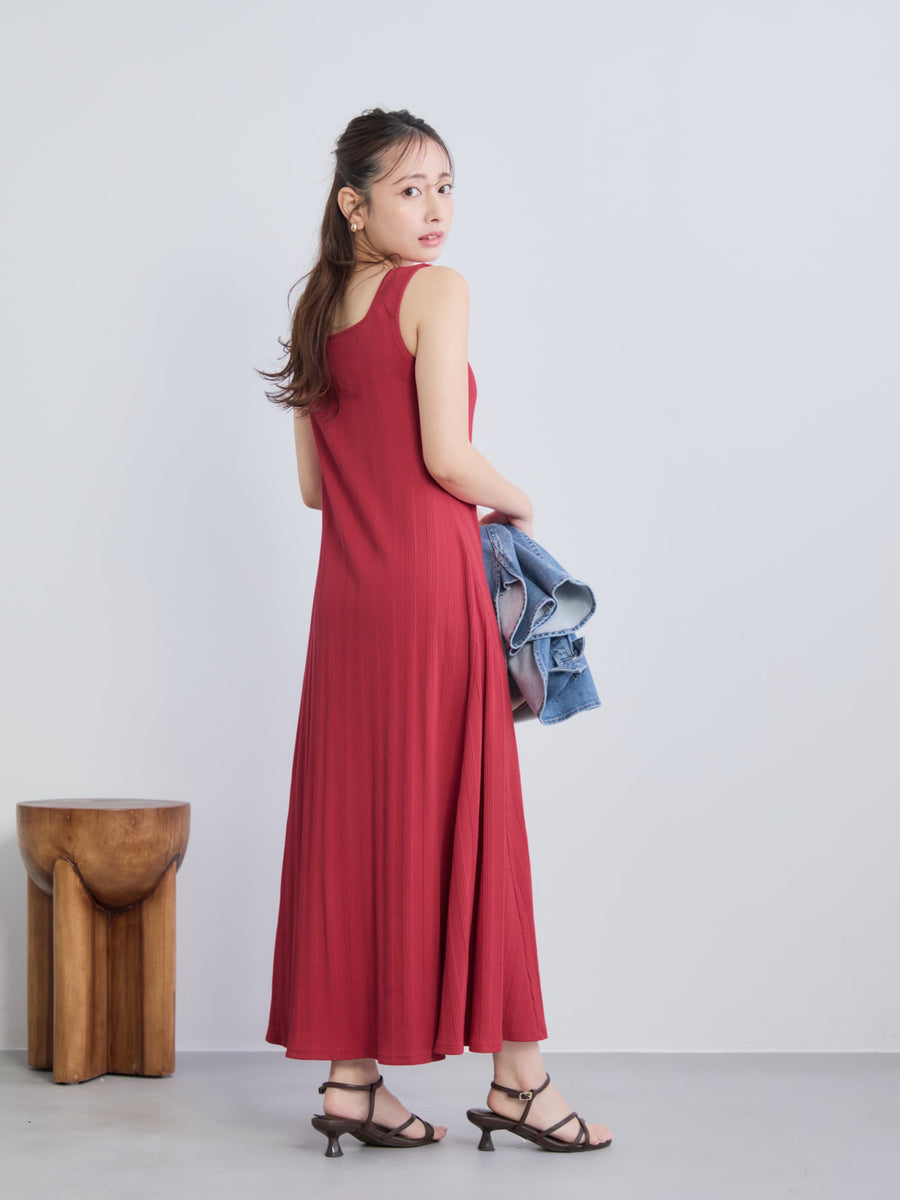 カップ付きスクエアネックワンピース-short & regular　[通常]