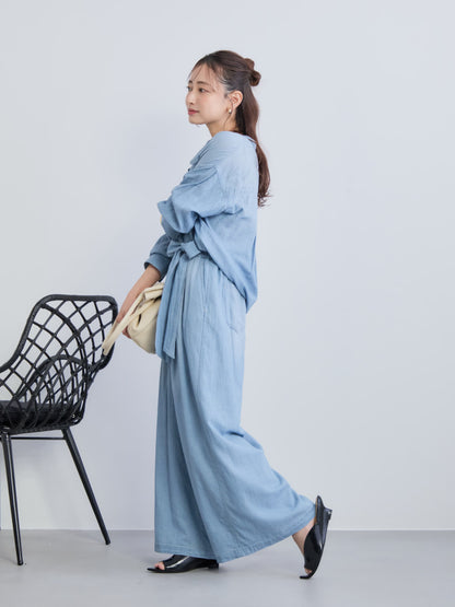 シアーデニムワイドパンツ-short & regular　[通常]