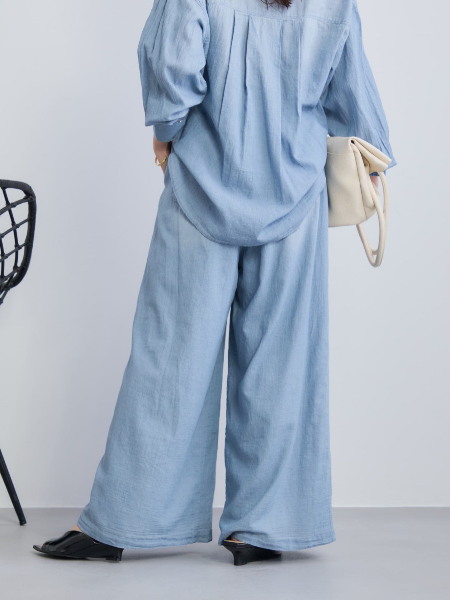 シアーデニムワイドパンツ-short & regular　[通常]