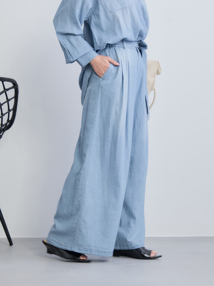 シアーデニムワイドパンツ-short & regular　[通常]