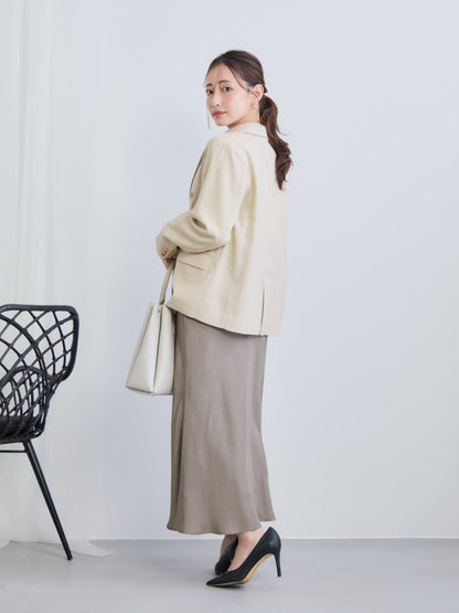 リネンライクゴールドボタンダブルジャケット　[通常]