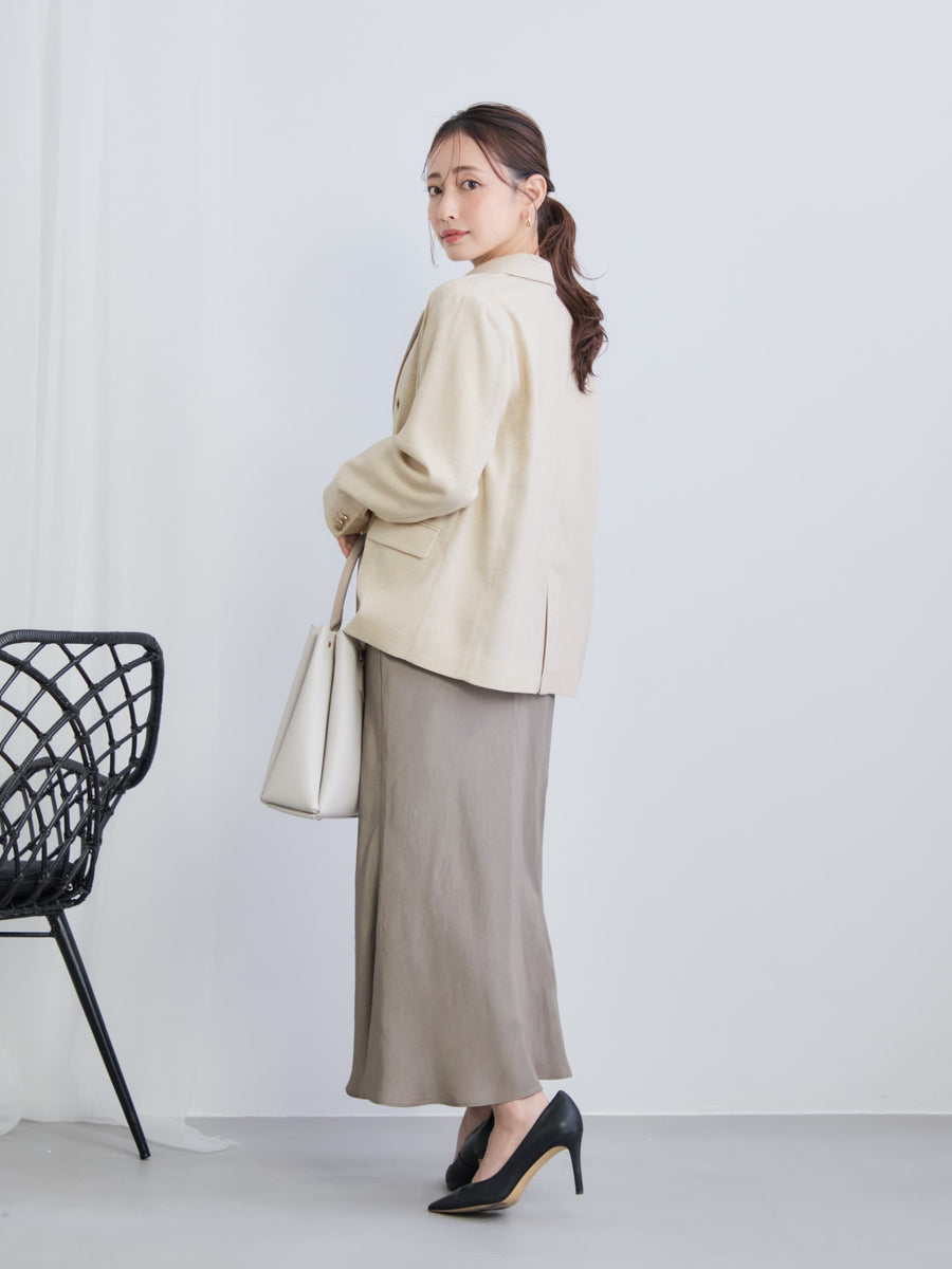 リネンライクゴールドボタンダブルジャケット　[通常]